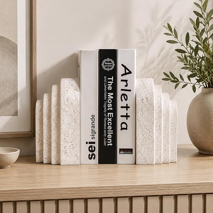 Heavy Duty Book Ends for Shelves, Decorative Book Stopper for Shelves, Resin - Image 7