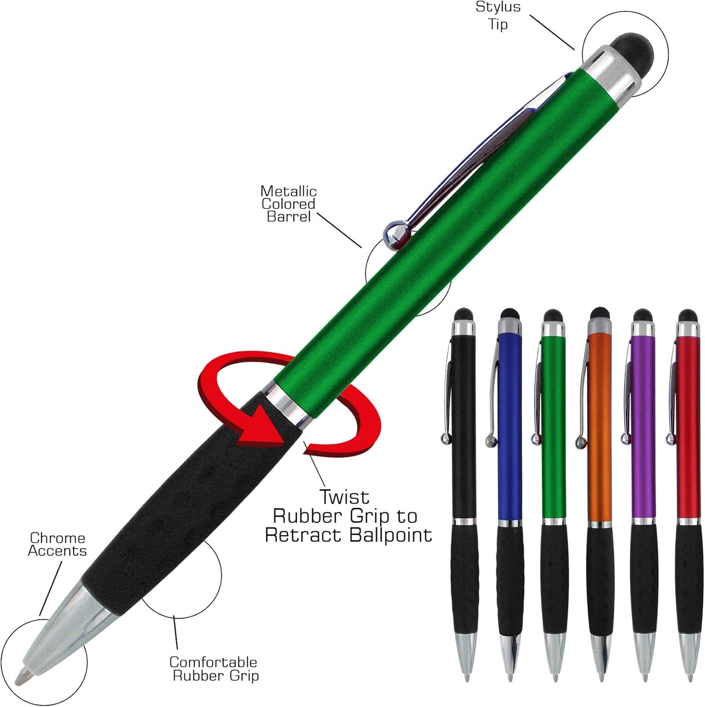 Stylus Pens -2 in1 Capactive Touch Screen with Ballpoint Writing Pen Sensitive Stylus Tip For Your iPad iPhone Samsung Galaxy & All Smart Devices -Metallic Barrel - Assorted Colors Comfy Grips,36 Pack