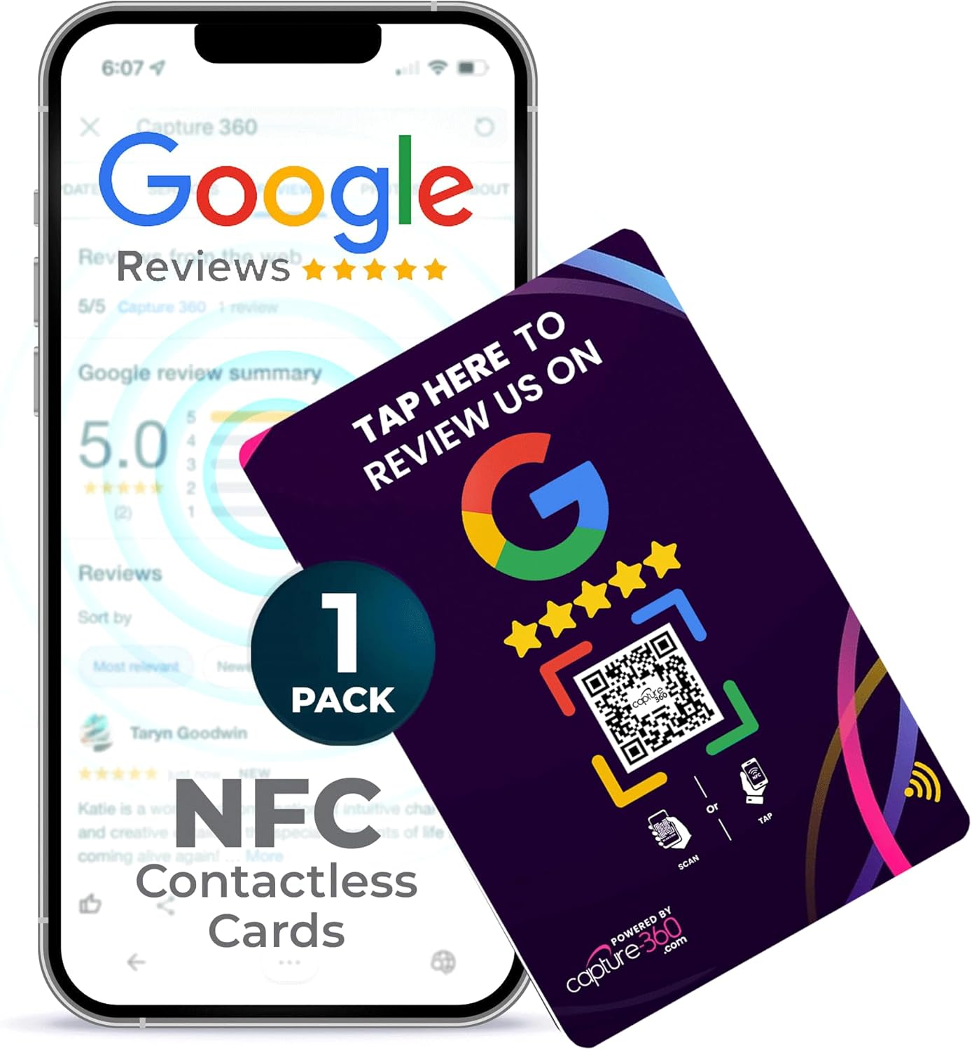 NFC Business Google Review Tap Card, Contactless, Enhances SEO, Saves Time, User-Friendly, Reusable, Boosts Online Presence & Encourages Business Feedback (Purple, 1-Pack Google Card)