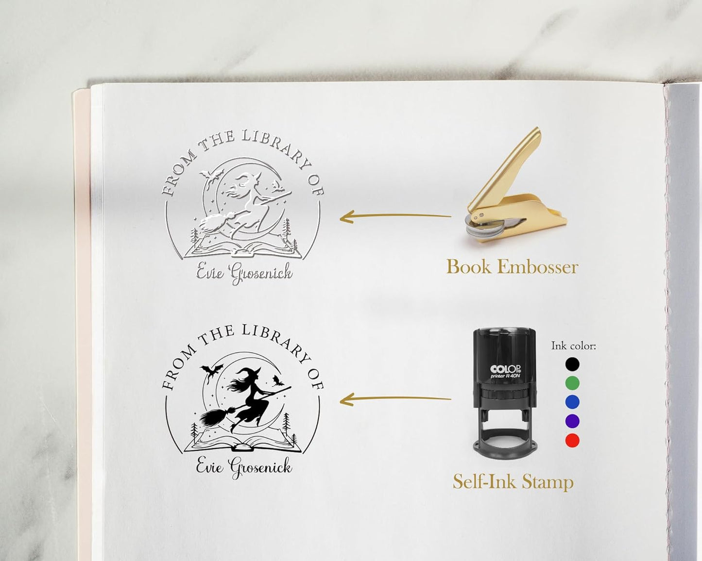 Book Embosser Personalized Butterfly Series – 20 Delicate Nature Designs, Custom Book Stamp for Feminine Gifts and Personal Libraries