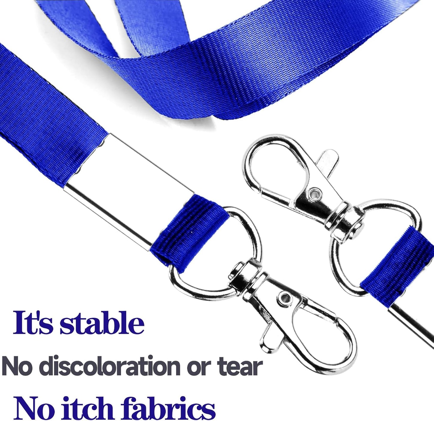 50 Pcs Teacher Lanyard with ID Holder, Vertical Name Badge Holders with Pack Lanyards, ID Card Holder with Lanyard for School Office Cruise (Blue)