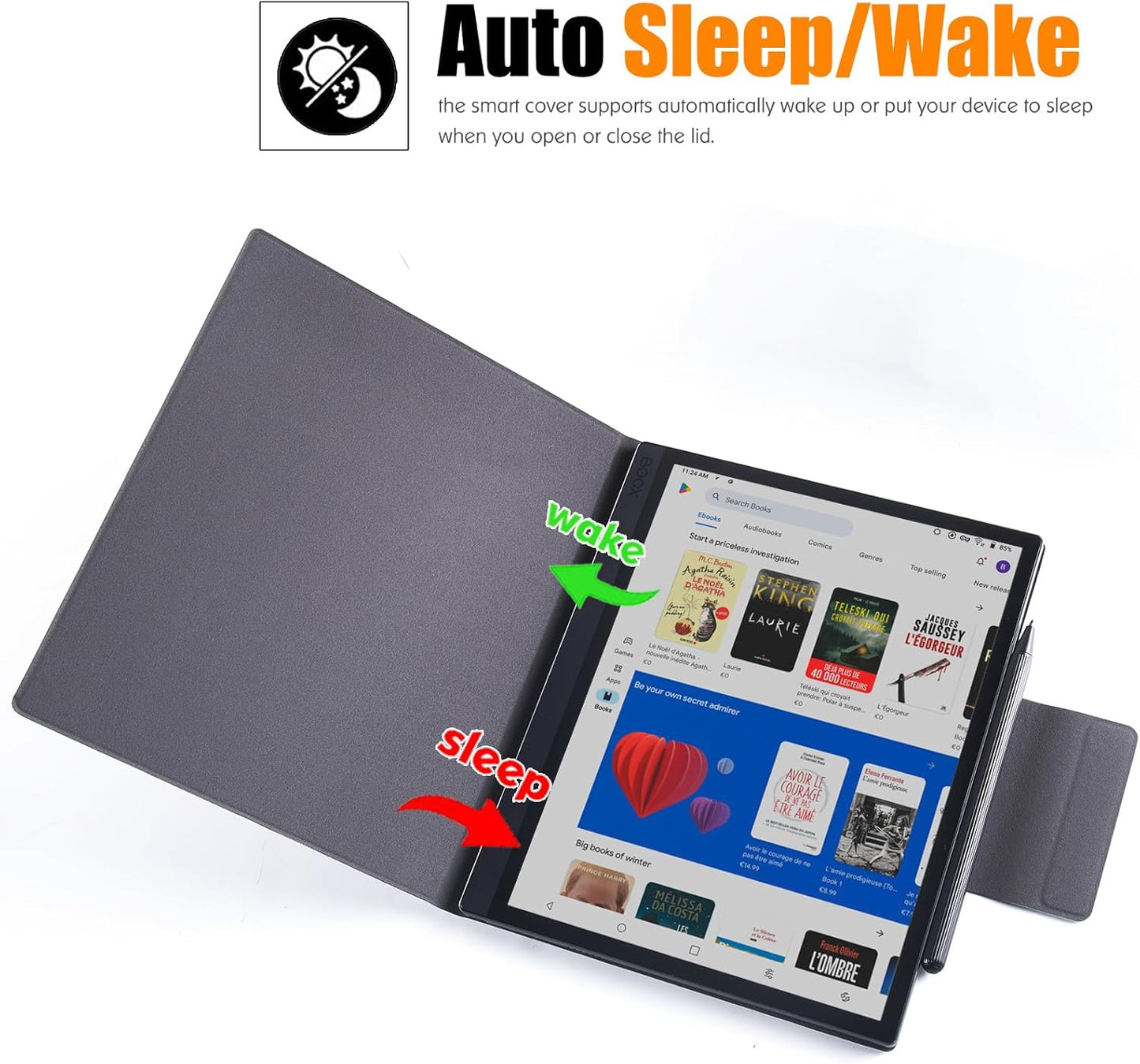 BOZHUORUI Case for 10.3" Boox Tab Ultra C Pro ePaper Tablet | with Sleep/Wake | Magnetic Adsorption | Pen Clasp Design | Thin & Light | PU Leather Smart Cover (Pine Green)