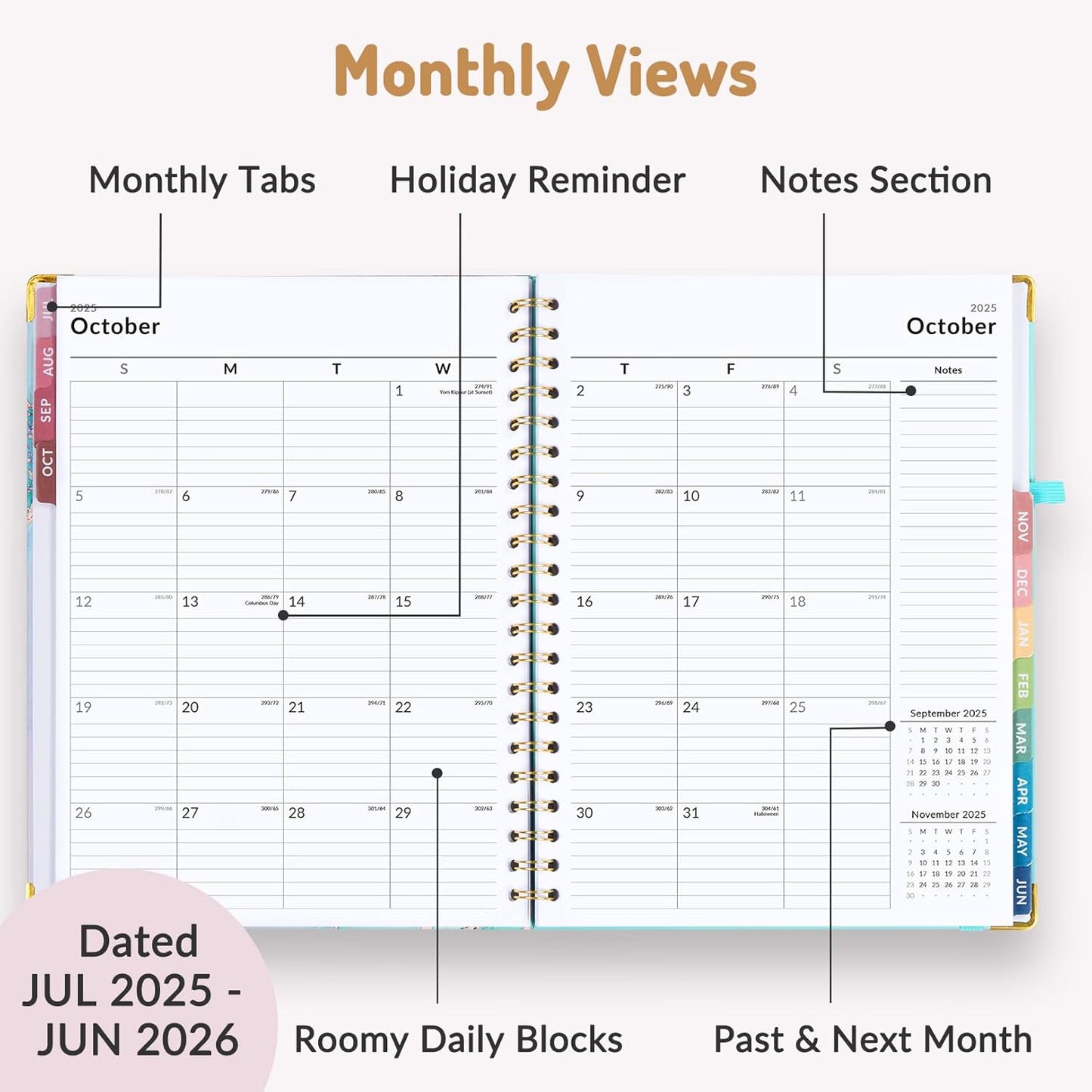 Forvencer Planner 2025-2026 for Women, Academic Year Monthly and Weekly Calendar Planner, July 2025 - Jun 2026, Hardcover Student Teacher Planners Agenda Book with Tabs, 8.5" x 11", Black