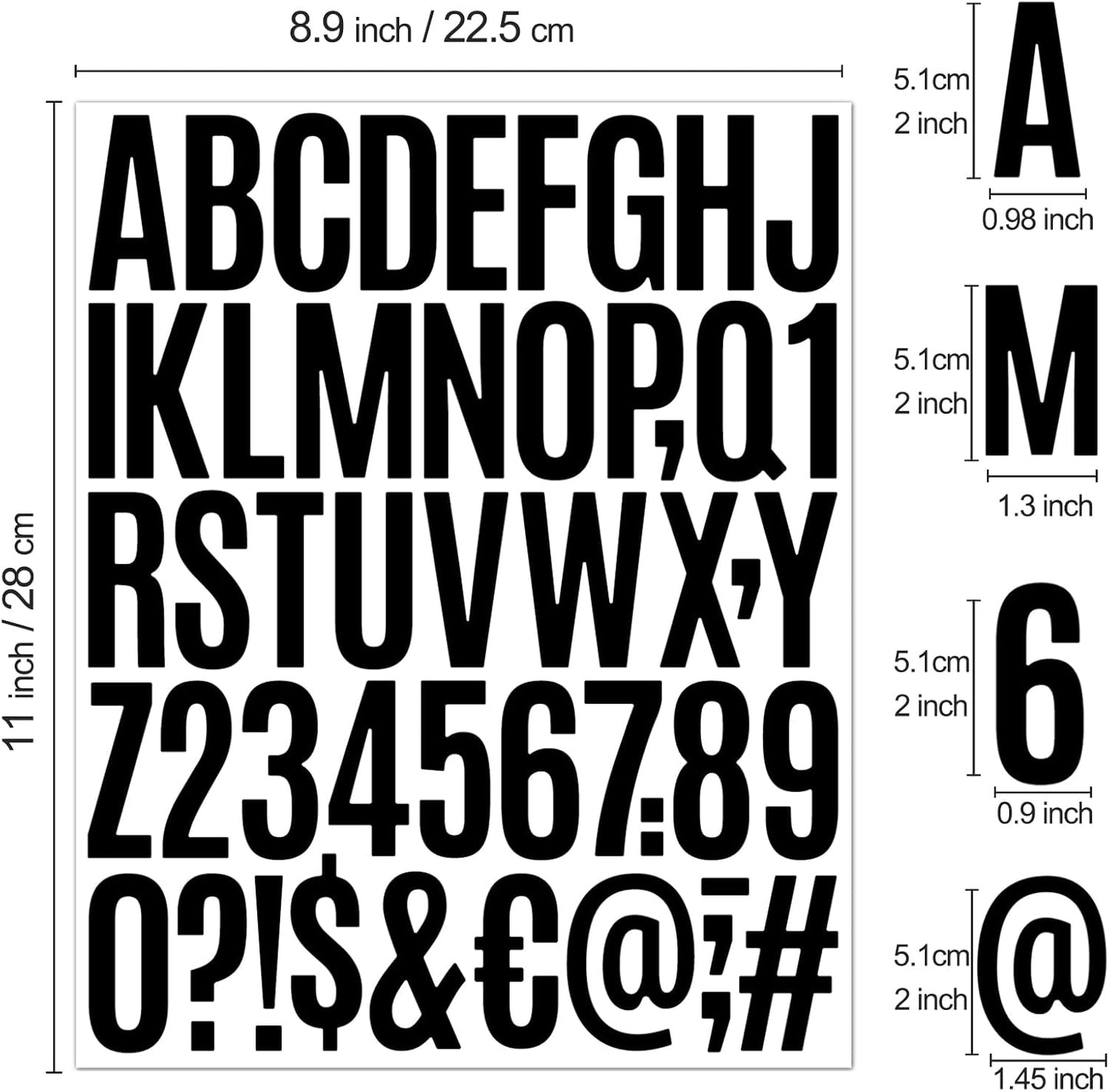 1000 Pcs Waterproof 2" Vinyl Alphabet & Number Stickers - Self-Adhesive for Mailboxes, Windows, Doors, Signs, Vehicles & More, Colored