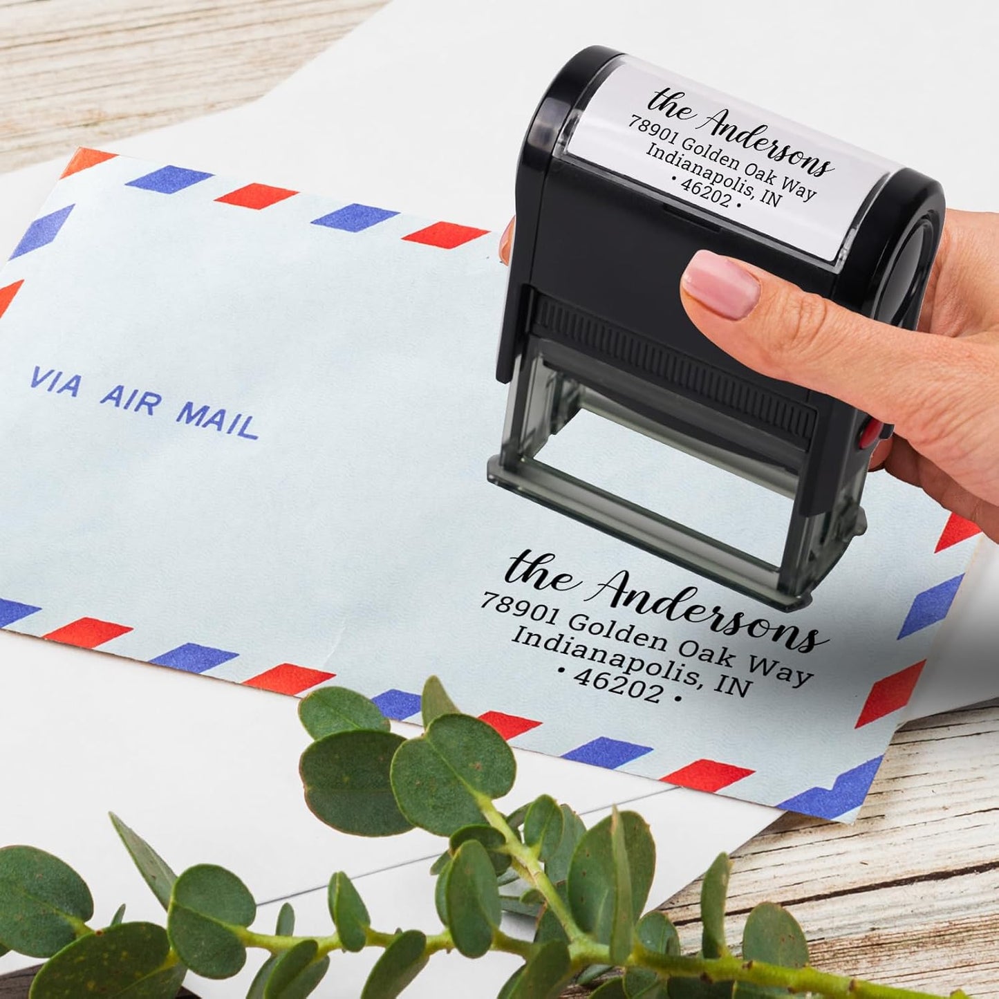 Custom Address Stamp - Personalized Self-Inking Address Return Stamp - Custom Rubber Stamper for Couples Families Office - 5 Sizes - 5 Ink Color Options
