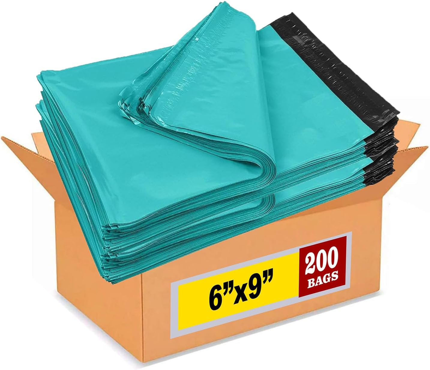 iMBAPrice (200-Pack) Poly Mailers 6x9 Inch Small #1 Teal Color Poly Mailing Shipping Envelopes Bags, Self Seal Adhesive Waterproof and Tear Proof (Total 200 Bags)