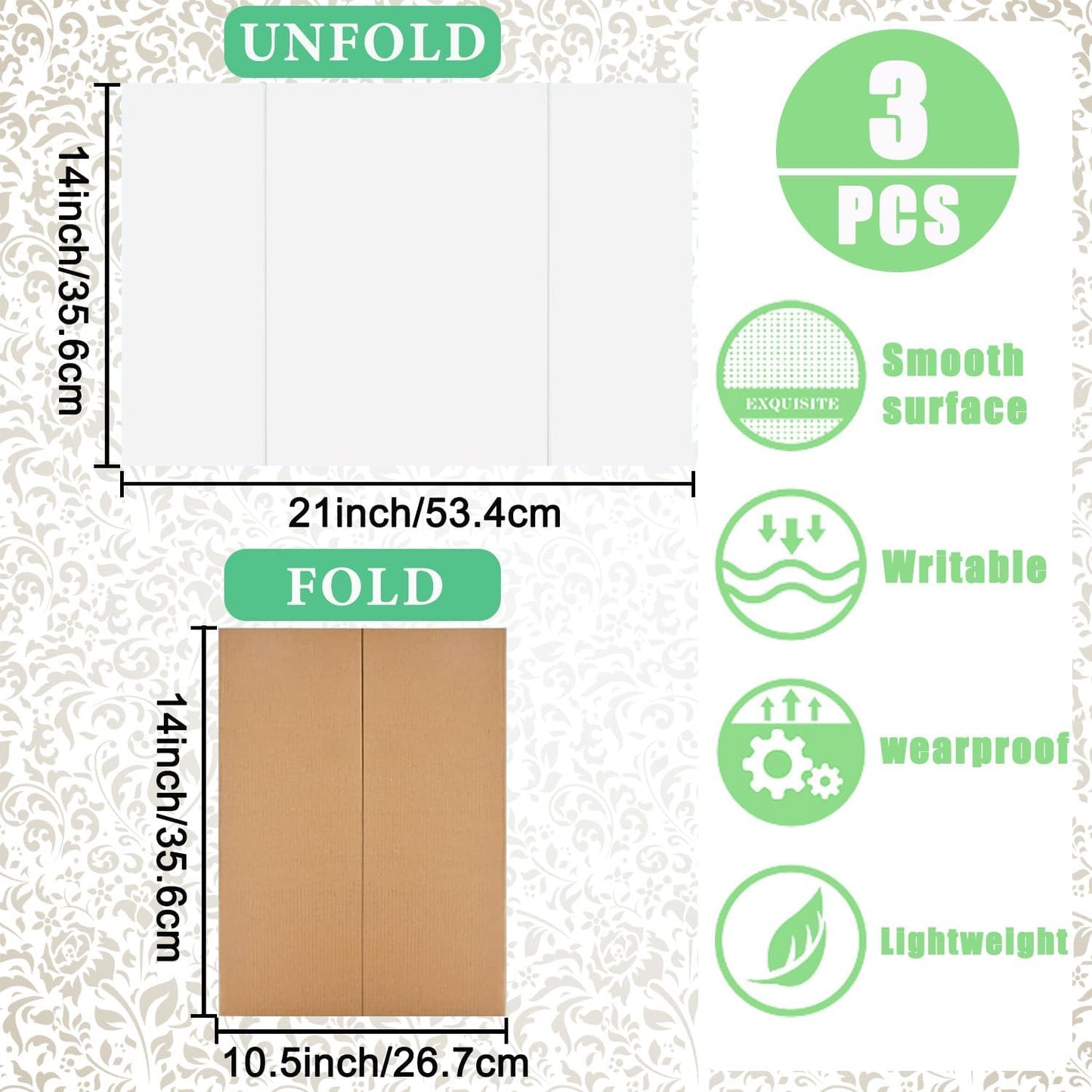 Trifold Display Boards with Colorful Self-Adhesive Sheets – 24 x 16 Inch Tri-Fold Corrugated Presentation Boards for Science Fairs, Complete Poster Board Kit