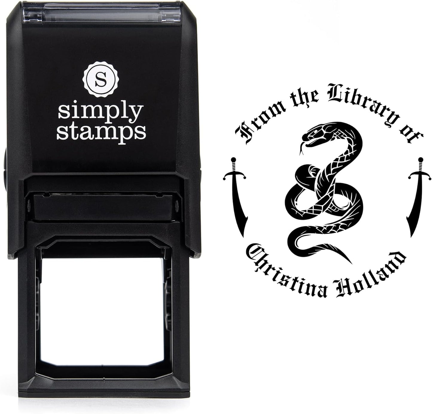from The Library of Embossers & Stamps for Fantasy Book Readers | Custom Embosser | Custom Stamp | Ex Libris | Elevate Your Fantasy Collection of Stories and Novels (Design 11, Self-Inking Stamp)