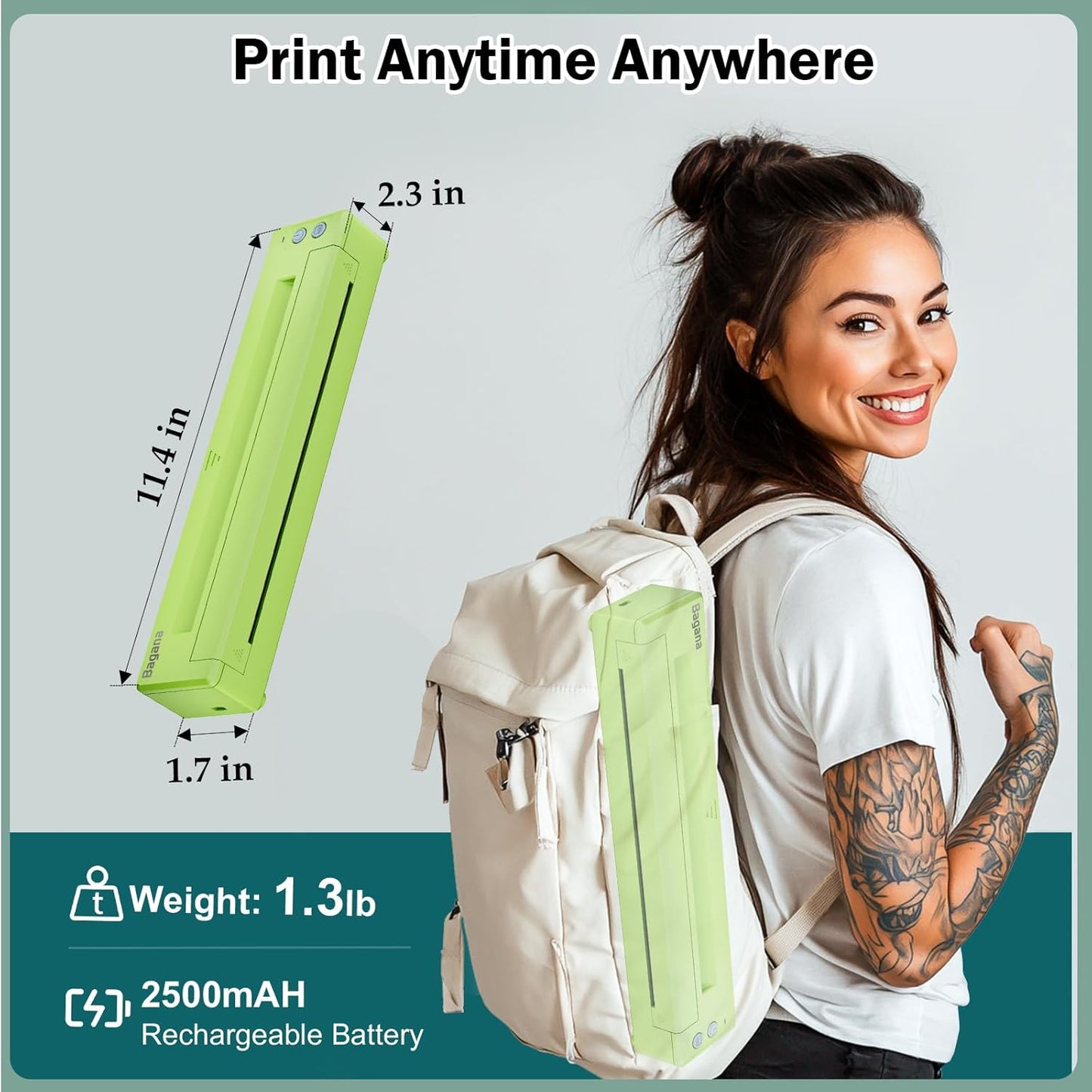Bagana Tattoo Transfer Printer Thermal Bluetooth Wireless Temporary Tattoo Stencil Printer Machine Kit for Tattoo Artists & Beginners