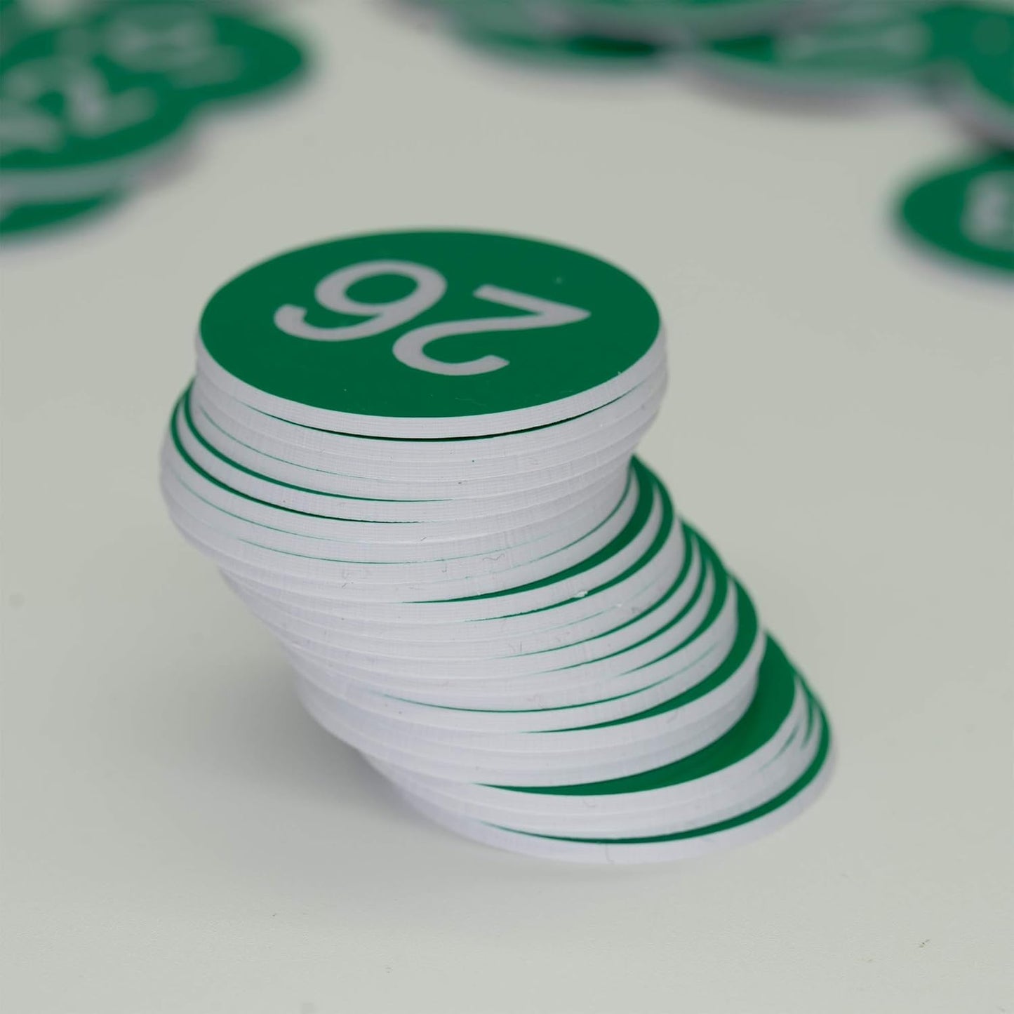 StayMax Plastic Number Tags Engraved Numbered Tags Without Hole (1-100, Green)