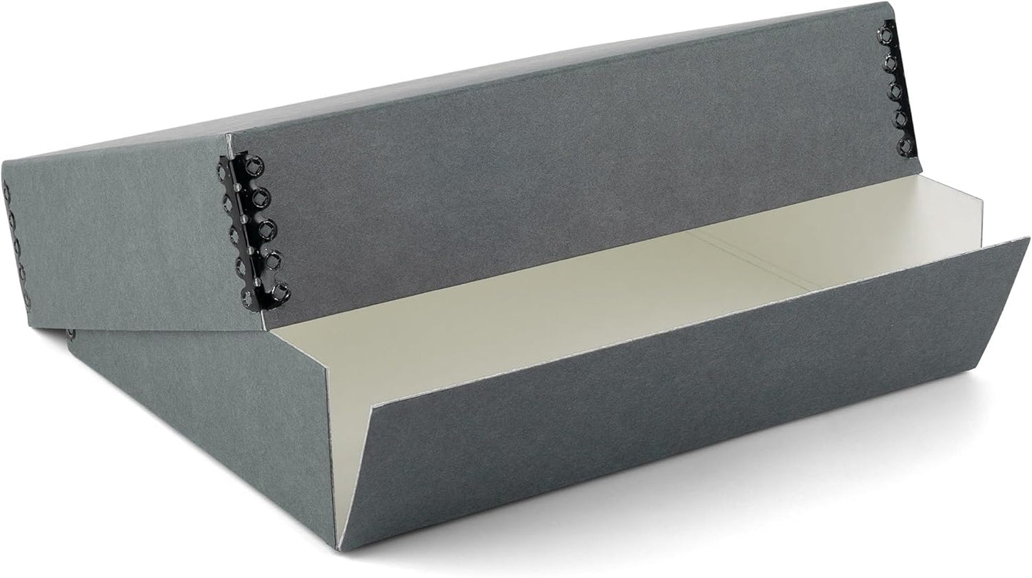 Lineco Museum Archival Storage Box, 17.75x22.75x3 in. Drop Front Design. Acid-Free with Metal Edge. Organize Photos, Pictures, Prints, Documents, Crafts, DIY. Gray, 1 Pack