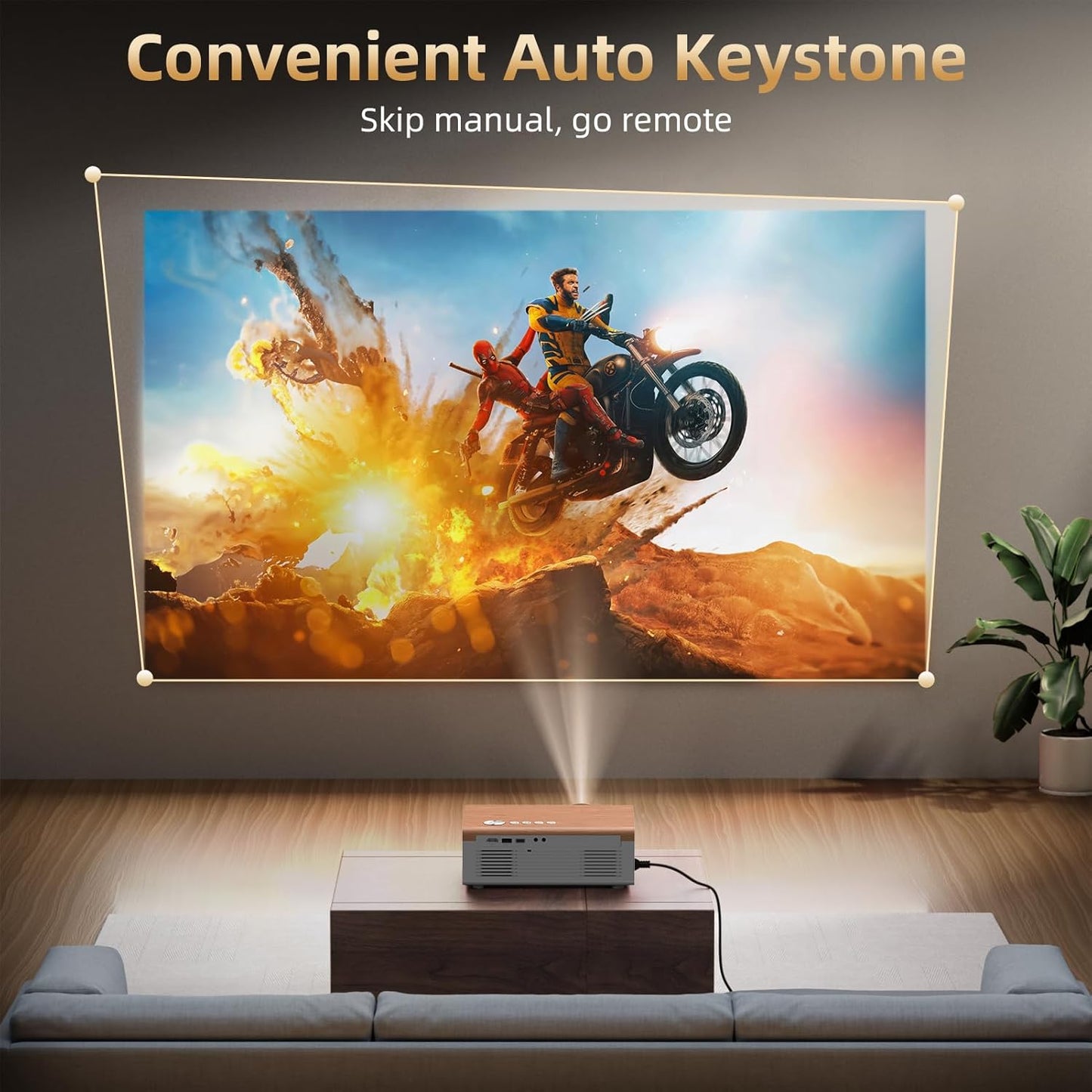 [Electric Focus/4K Support] Projector with WiFi 6 and Bluetooth 5.4, Highlight Native 1080P Outdoor Movie Projector, FUDONI Home Theater Auto 6D Keystone & Max 300"Screen, for iOS/Android/TV Stick