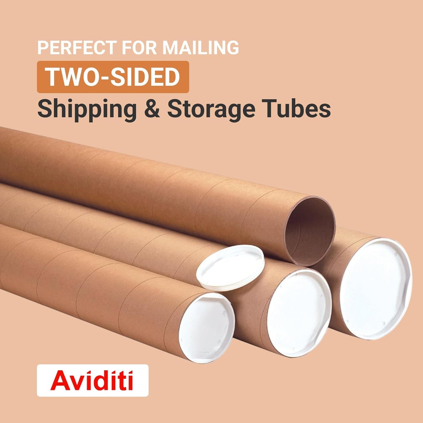 AVIDITI Cardboard Tubes with Caps, 30"L x 3"W x 3"H, Pack of 24 | Poster Tube for Mailing and Storage of Blueprints, Artwork, Crafts, Long Art Holder, 30 inches