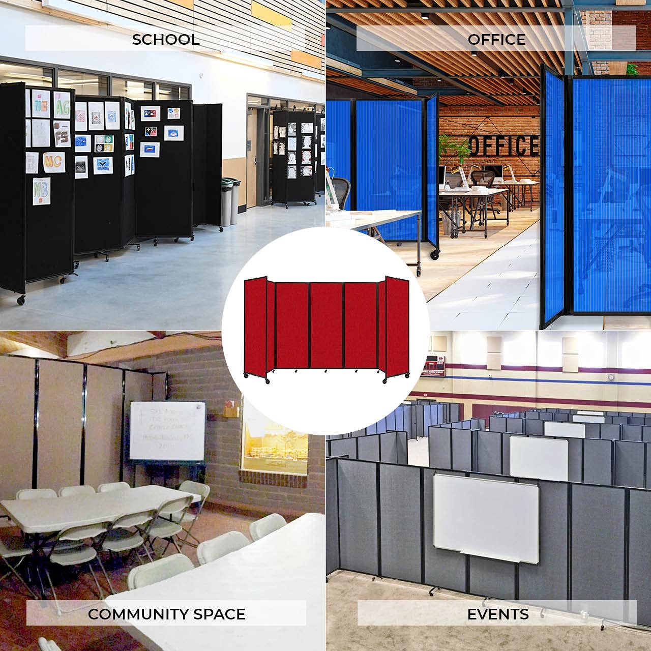 Versare Room Divider 360 Portable Wall Partition | Folding Panels | Large Freestanding Divider | Locking Wheels | Temporary Room Separator | 14' x 7'6'', Mocha