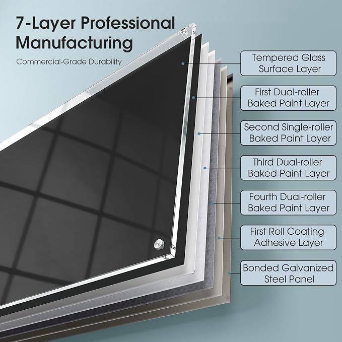 MaxGear Glass Whiteboard Wall Mounted, Frameless Magnetic Dry Erase Board - Image 7