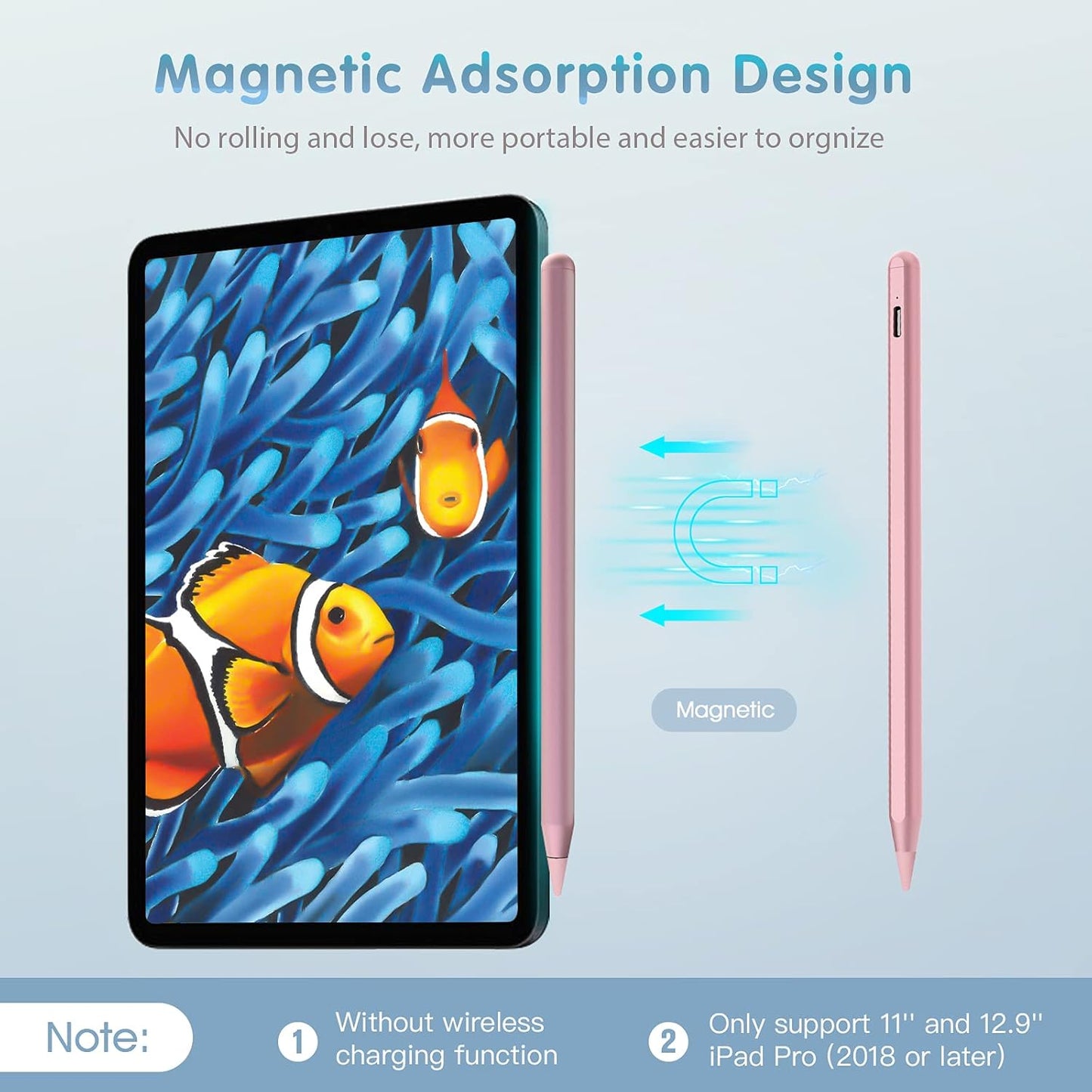 ANYQOO Stylus Pen for iPad 6th-11th Generation - Fast Charge Magnetic Pencil, Compatible with 2018-2025 Apple iPad Pro 11"/12.9"/M4, iPad Air 3/4/5/M2/M3, iPad mini 5/6 Gen/A17Pro