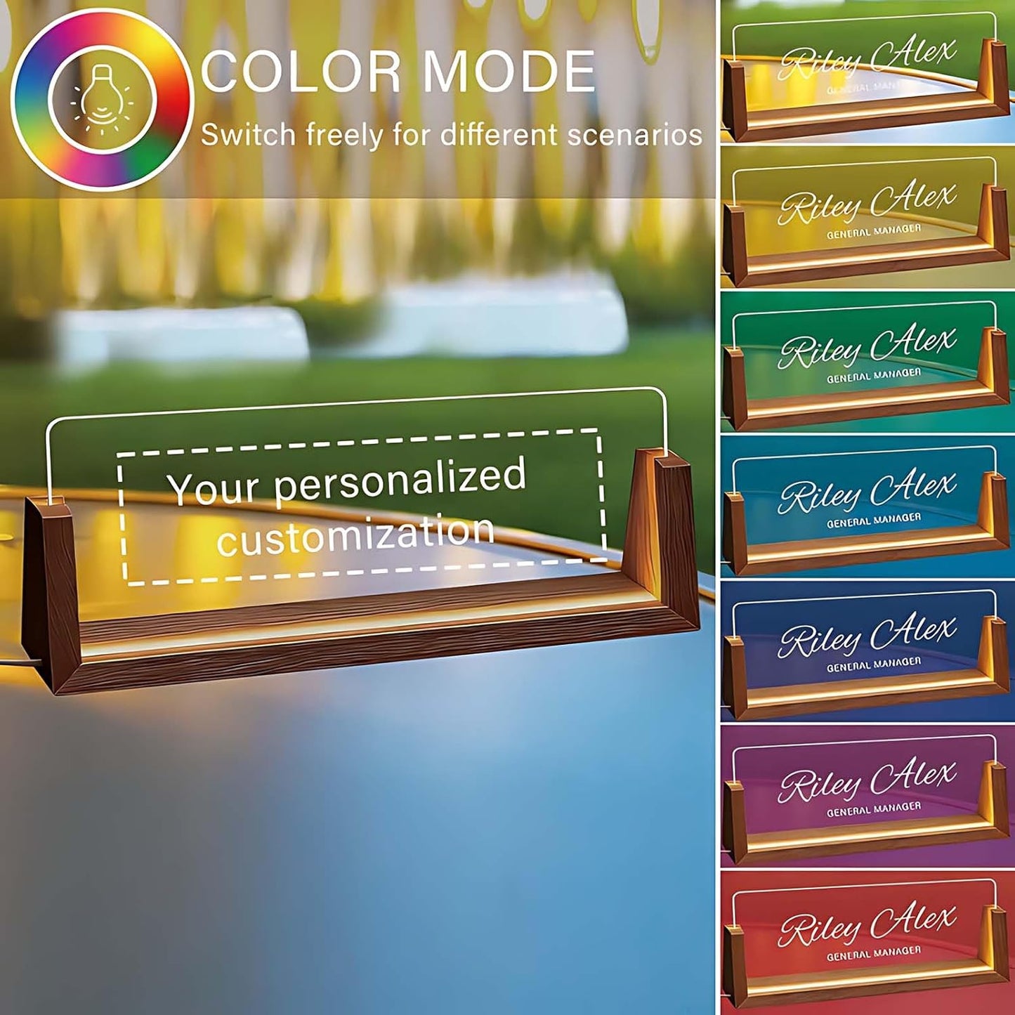 Personalized Light Up Name Plate for Desk, Custom Office Sign for Employees Professionals, Corporate Appreciation Gifts, Contemporary Desk Decor