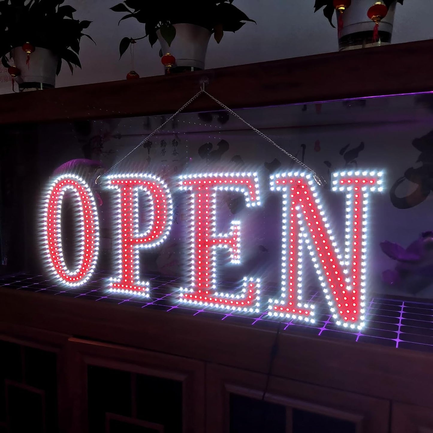 40"x14" Extra Large LED Open Signs for Business, Unique Design Super Bright Open Sign with Chain, High Visibility Open Sign for Stores Bar Hotel Retail Shops Window Salon Office