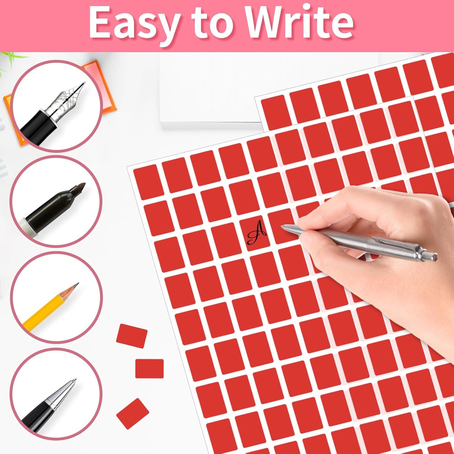 Starboling Color Coding Labels,3000 PCS 1/2" x 3/4" Red Rectangular Colored Labels Stickers,for Garage Sale,Price Tags,File Folder Tabs,and Classroom Organization