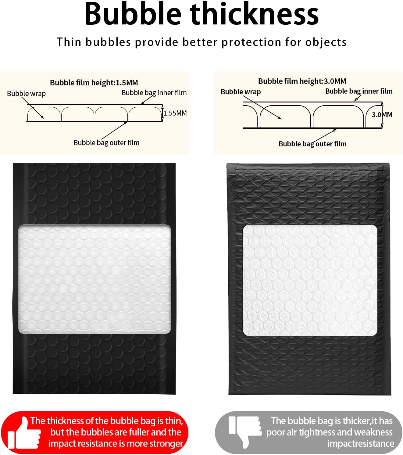 packbabol Bubble Mailers, 4x7 Inch Poly Padded Bubble Mailers Pack of 100 Bubble Envelopes Opaque Self Seal Adhesive Waterproof Bags for Shipping and Packaging(Black,4x7-100Pc)