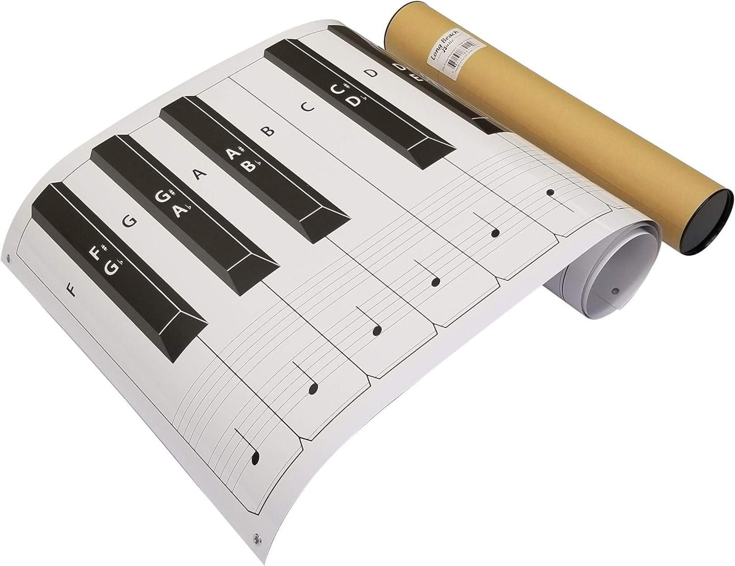 Dry Erase Piano Keyboard Laminated Poster with Note Positions, 61" Inches Large Jumbo Size for Classroom Lessons