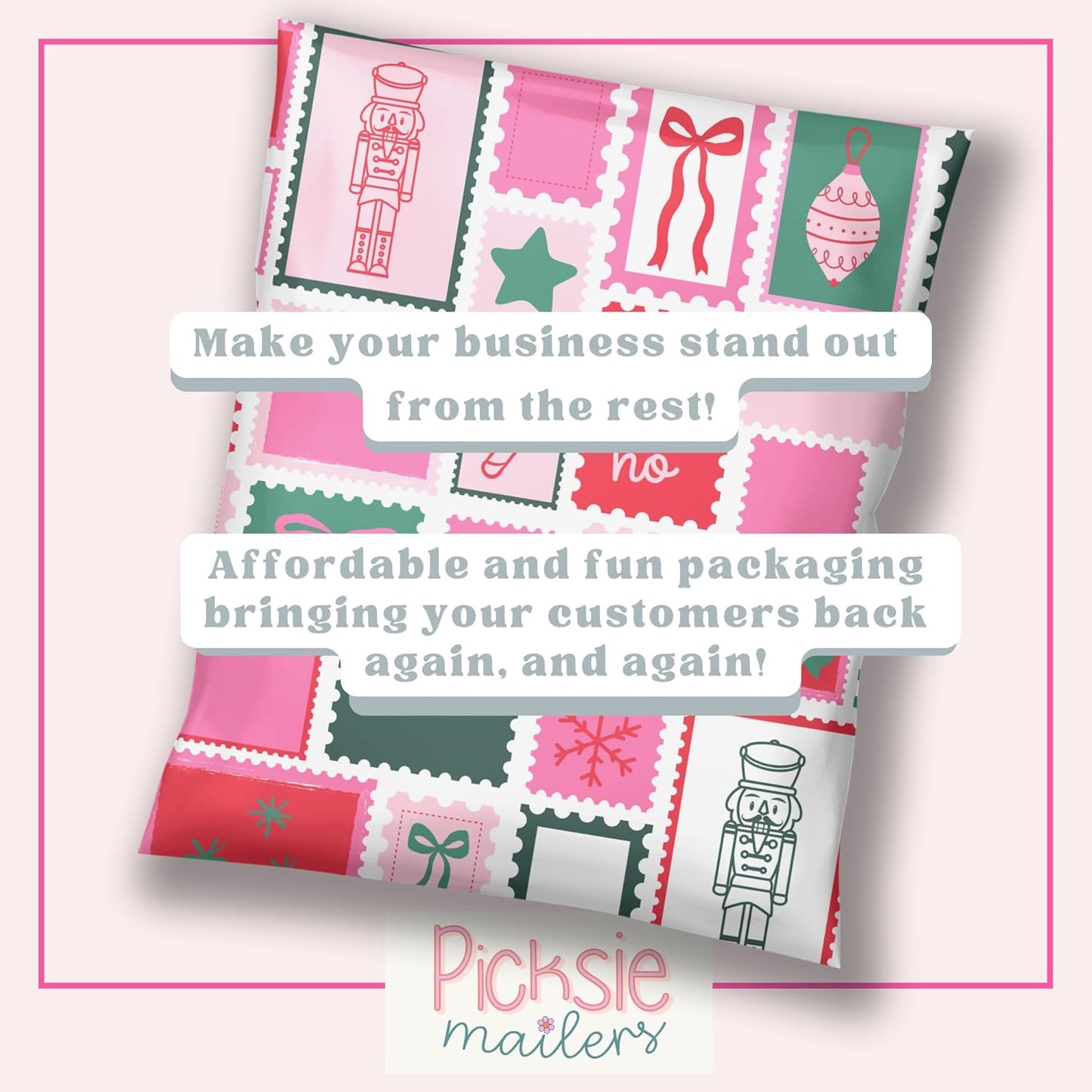 Christmas Poly Mailer Shipping Bag Envelope 100 Pack Cute Trendy Shipping Supplies for Small Biz Designer Holiday Mailers Plastic Polybags for Clothing - 14x19 Holly Poly Postage