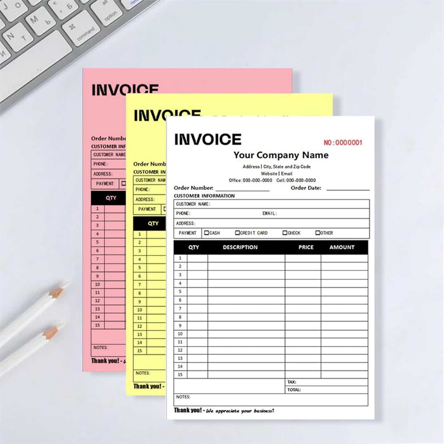 Custom Invoice Book in 3-Part /2-Part Receipt Book with Carbon Copies Personalized Carbonless Service Invoice Form Books Sales Order Book with Company Name Logo Address,E-Invoice Book with Logo