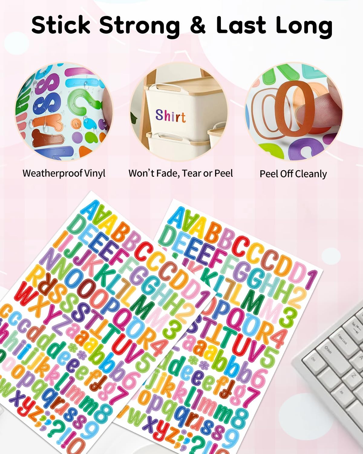 Uniclife 10 Sheets Letter Stickers, 1260 Pcs Scrapbook Stickers, 1 Inch Vinyl Number Alphabet Sticker, Self-Adhesive Stick on Letters for Mailbox Bottles Crafts Posters Decor