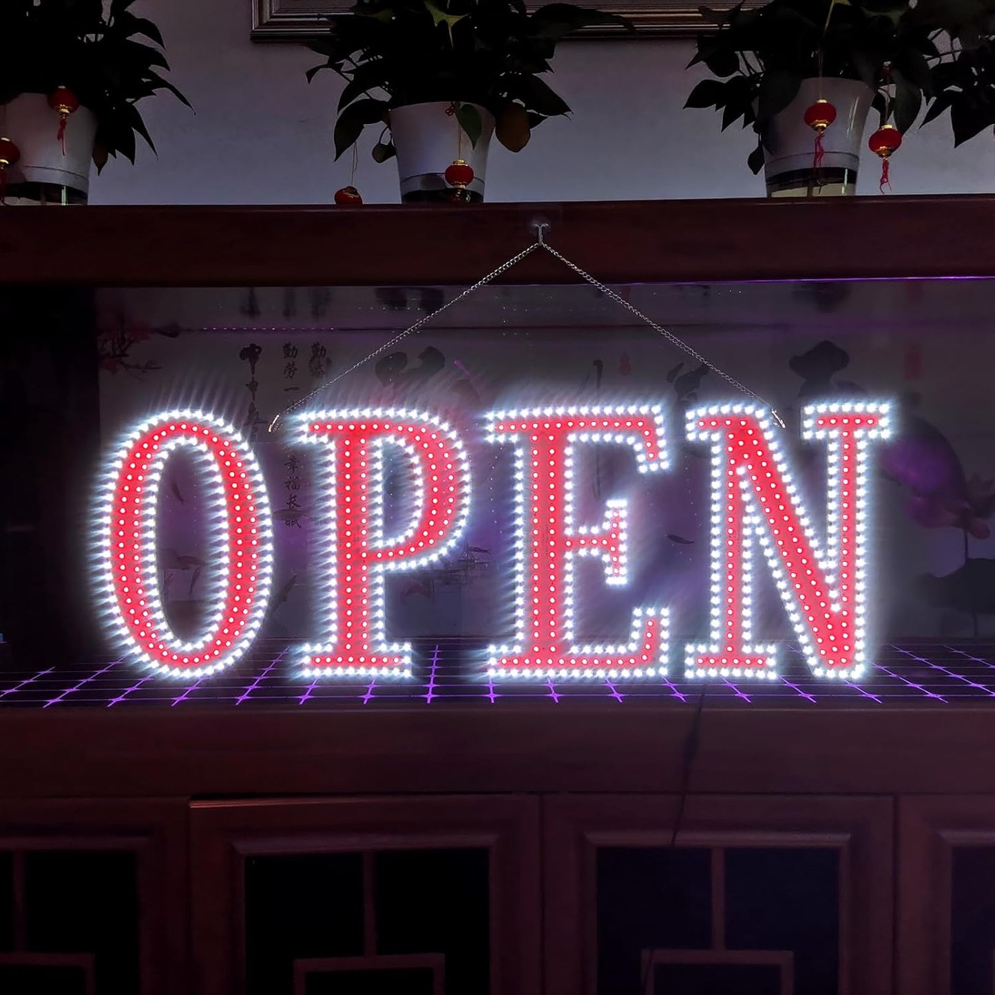 40"x14" Extra Large LED Open Signs for Business, Unique Design Super Bright Open Sign with Chain, High Visibility Open Sign for Stores Bar Hotel Retail Shops Window Salon Office