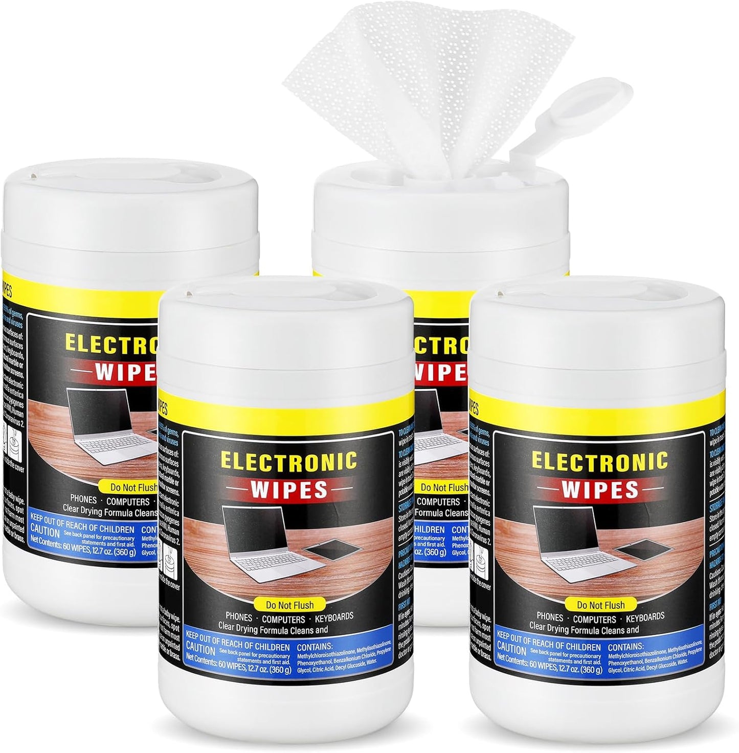 4 Pack 240 Count Electronic Wipes Screen Cleaner Wipes for Computer Laptop Monitor Lens Phone TV Screens Keyboard Cleaning