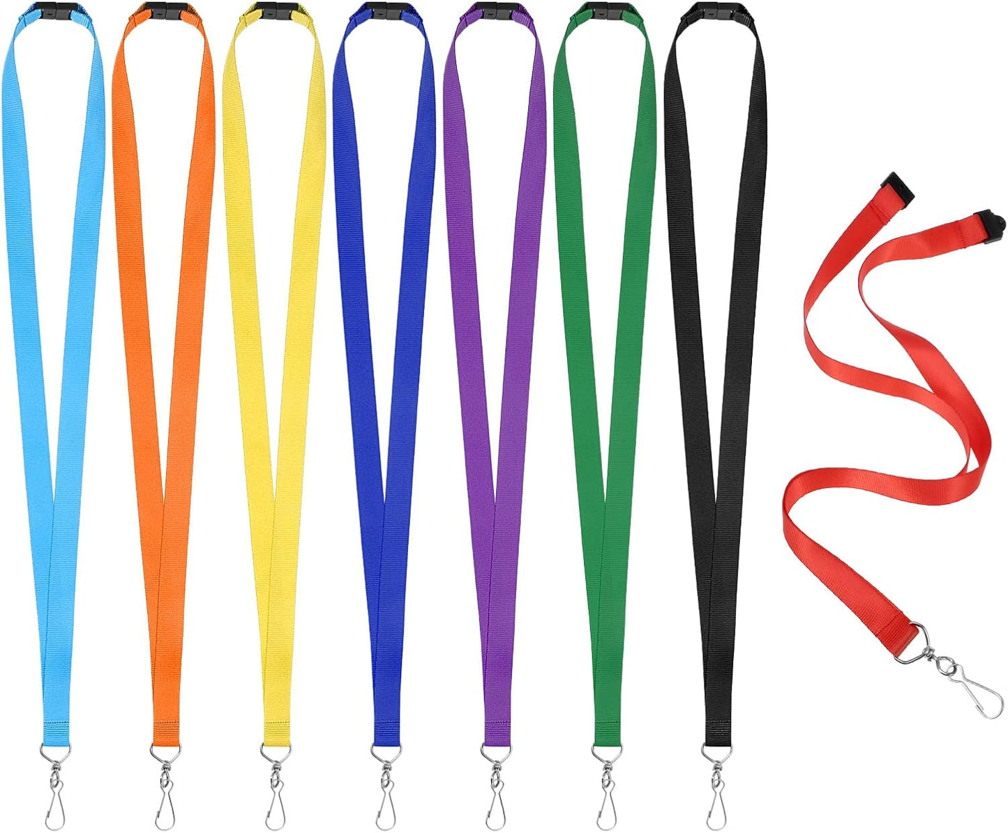 Prudiut 32 Pcs Breakaway Lanyards - 8 Color Breakaway Lanyards with Swivel J Hook for Id Badges and Keys