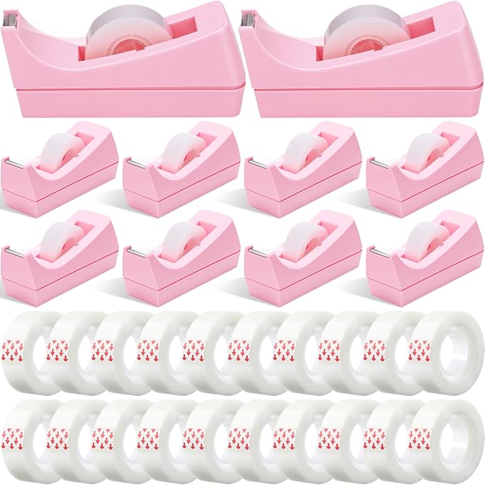 Yahenda 10 Pack Pink Desktop Tape Dispenser Non Skid Base by Yahenda