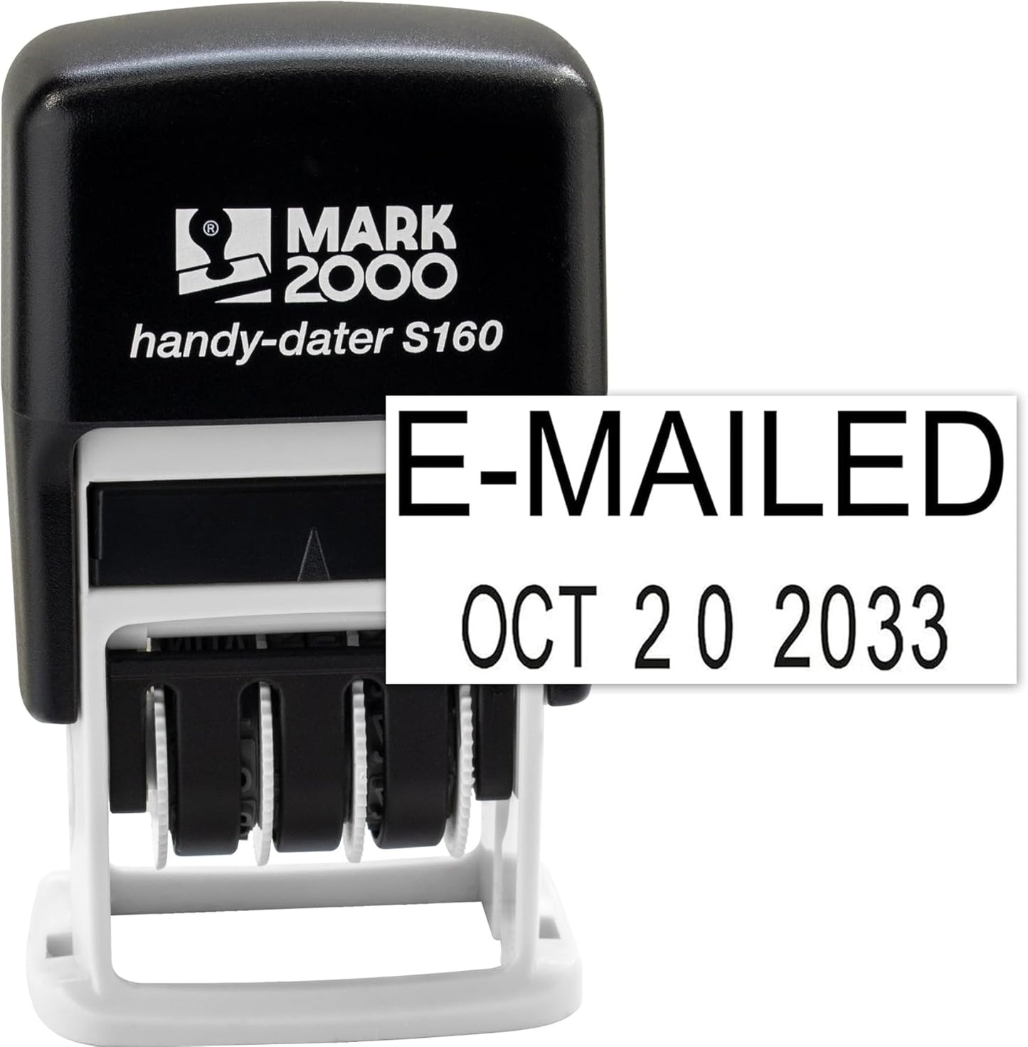 Mark 2000 Self-Inking Rubber Date Office Stamp with E-Mailed Phrase & Date - Black Ink (Handy-Dater S160), 12-Year Band