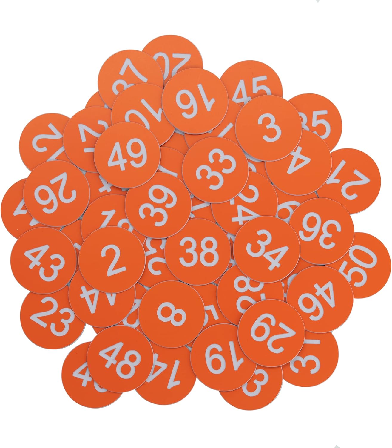 StayMax Plastic Number Tags Engraved Numbered Tags Without Hole (1-50, Orange)