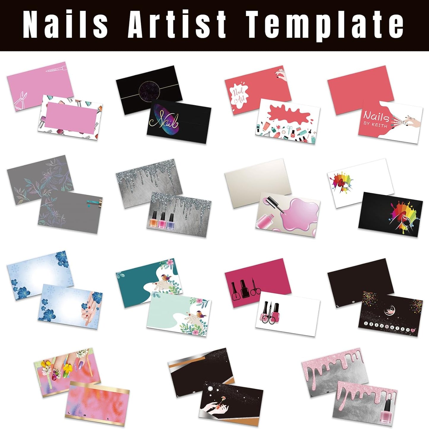 Custom Business Cards Customized with Logo Text Personalized Nails Artist Template Business Cards 1000 500 200 100 Printable Double Sided 3.5"x 2" Waterproof Business Cards for Small Business