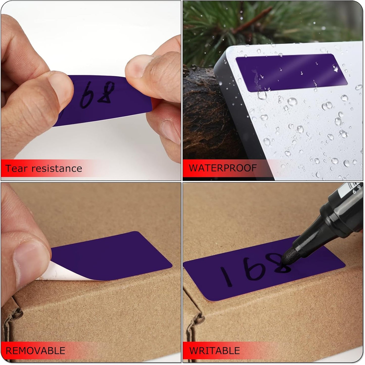 Purple Rectangle Stickers 2 x 1 Inch Color Coding Labels Vinyl Roll Self-Adhesive Waterproof Removable 500 PCS