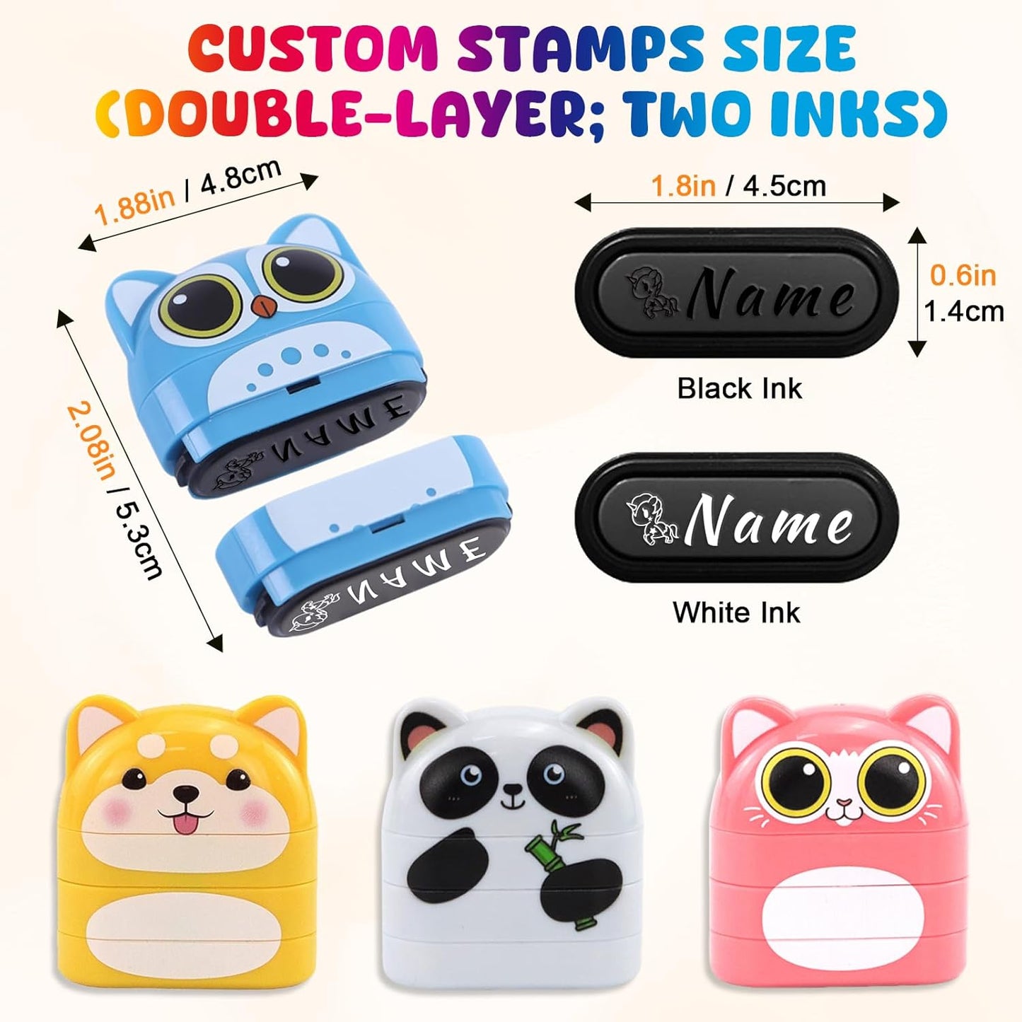 Personalized Name Stamp for Clothing Kids Waterproof Childrens Name Stamp for Clothes Stamp for Children (Two Color)