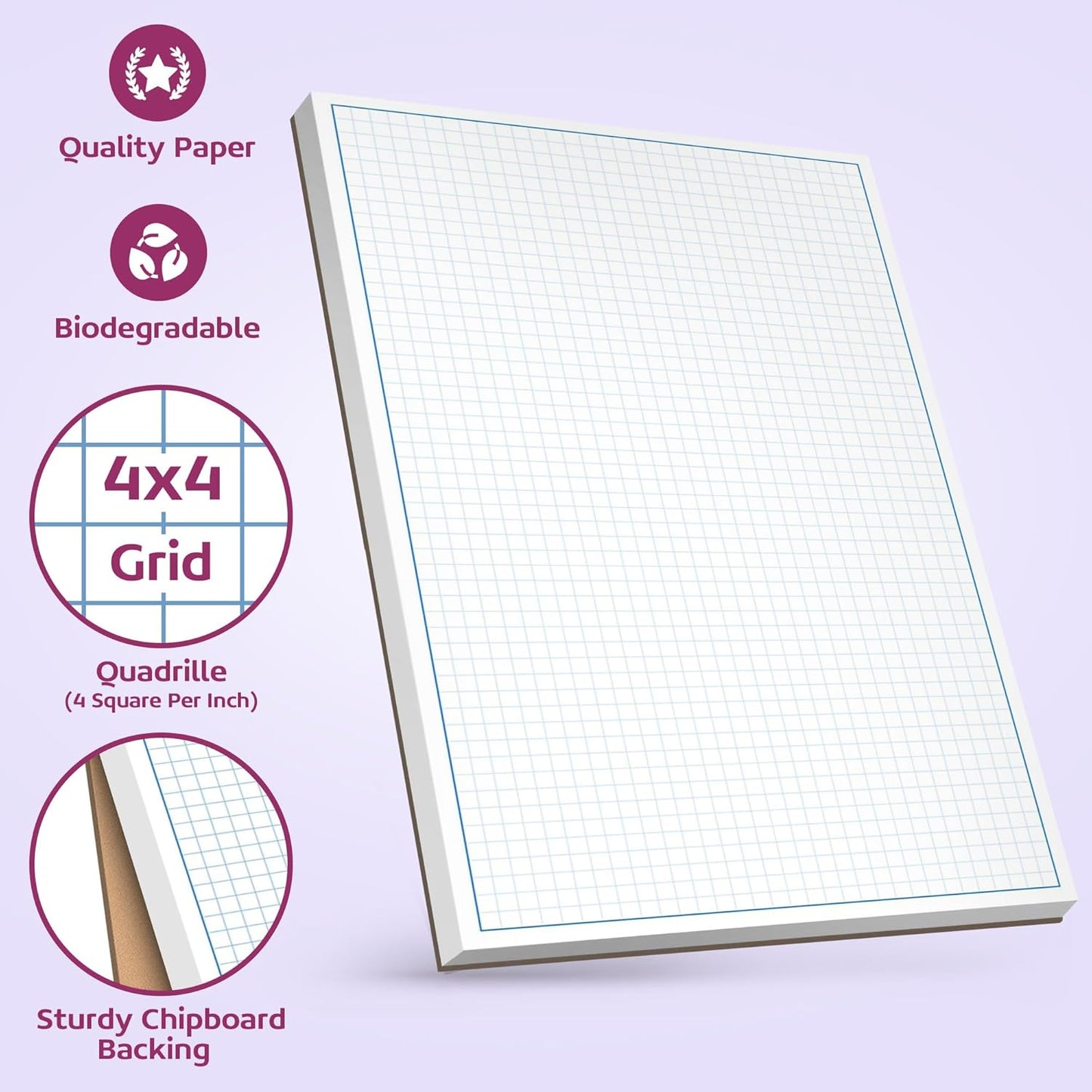 Graph Paper Pad for Blueprint Drawings, Drafting, Engineering Drawing, and Planning - Graph Paper 8.5x14 Blueprint Quadrille Grid Paper Pads with Blue Lines, High Brightness 50 Sheets (1-Pack)