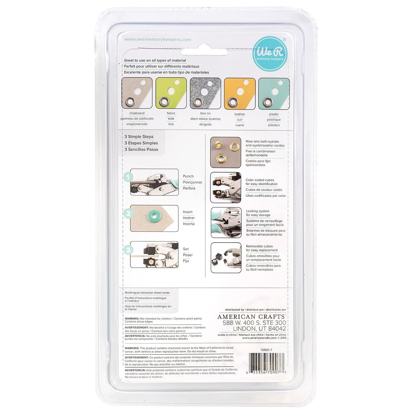 We R Memory Keepers- Crop-A-Dile Eyelet Setter, Blue Comfort Handle, for 1/8 or 3/16 Inch Holes, Grommet and Embelishment Crafting Puncher for Paper, Fabric, Leather, Plastic, and Metal
