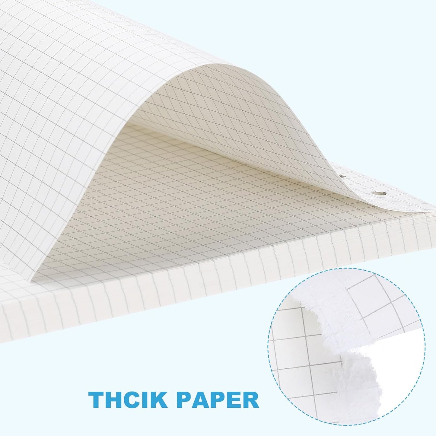 PATIKIL Grid Refill Paper 9-Ring Binder Loose Leaf Planner Filler Paper Planner Inserts, 160 Sheets/320 Pages, Lined