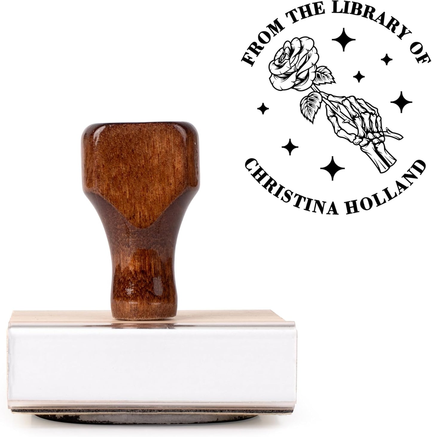 from The Library of Embossers & Stamps for Fantasy Book Readers | Custom Embosser | Custom Stamp | Ex Libris | Elevate Your Fantasy Collection of Stories and Novels (Design 17, Wood Hand Stamp)