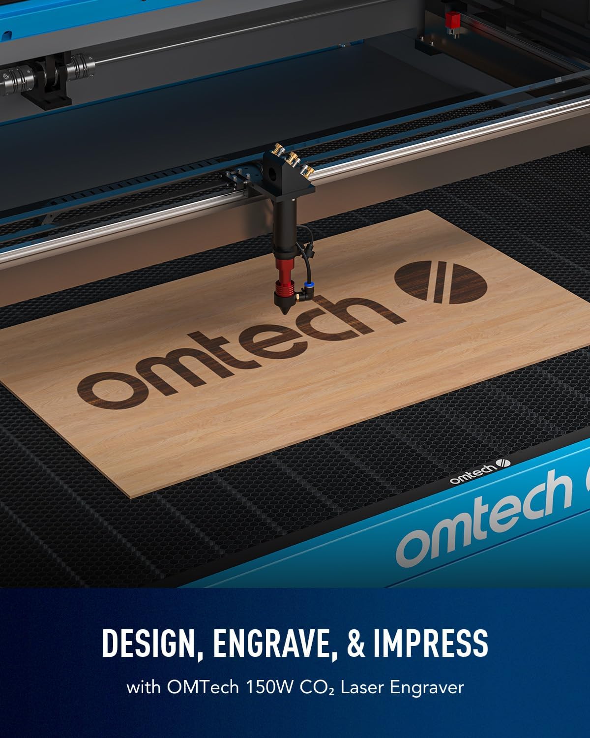 OMTech 150W CO2 Laser Engraver | 63" x 40" Cutting & Engraving Machine with Autofocus, Autolift & 3-Way Air Assist| Ideal for Wood, Glass & Acrylic