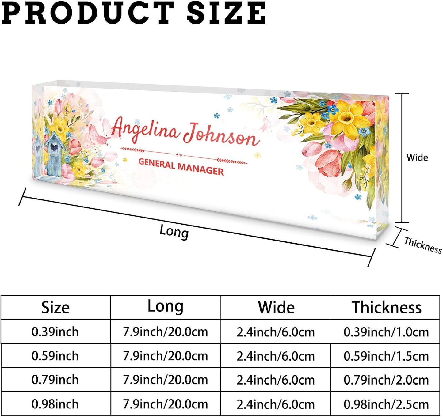 Personalized Name Plate for Desk, Custom Acrylic Desktop Accessories Office Decor for Women Men, Offices Gift for Coworkers Boss Teacher, Employee Appreciation Gifts