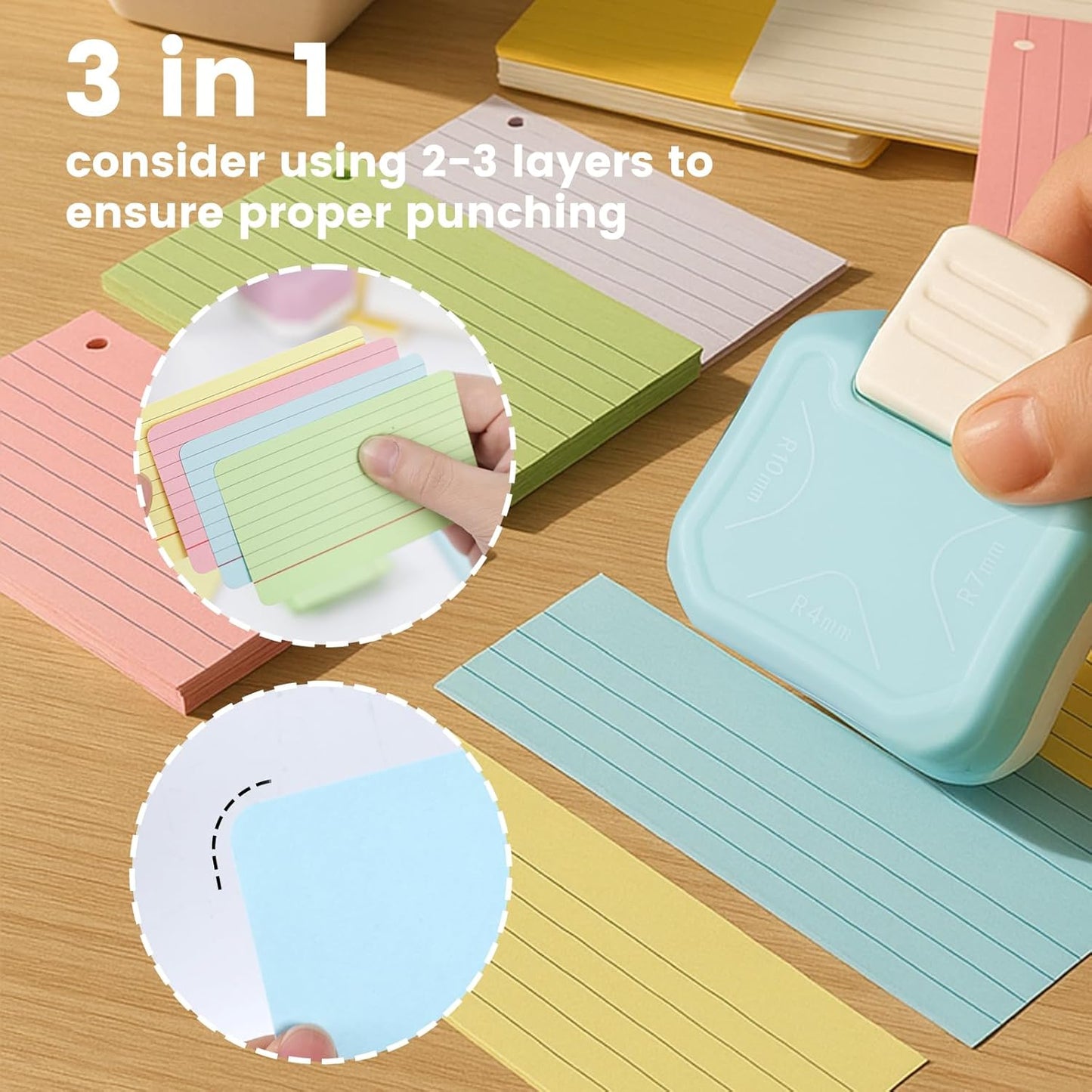 LOVEINUSA 3PCS 3 in 1 Corner Rounder Punch Set (Rounder + Beauty Shape + Chamfer Edges), 3 Way Cutter for Scrapbooking Supplies Photocards & DIY Paper Crafts, Laminate, Envelope Punch Board
