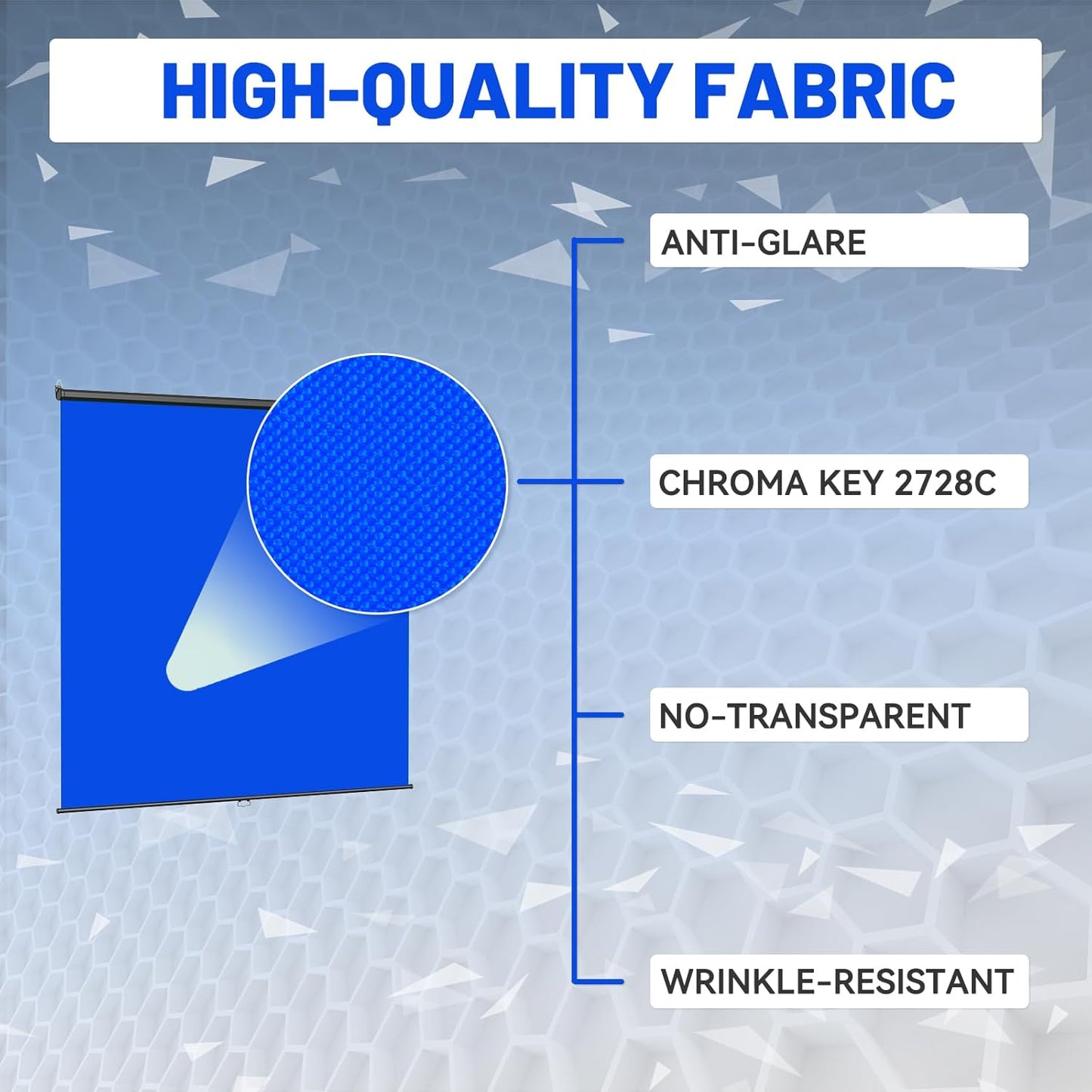 RAUBAY Retractable Pull Down Blue Screen - 78.7" x 86.6" Collapsible Wall-Mount Background for Professional Video Production, Chroma Key Backdrop for YouTube, TikTok, Streaming, Video Conferencing