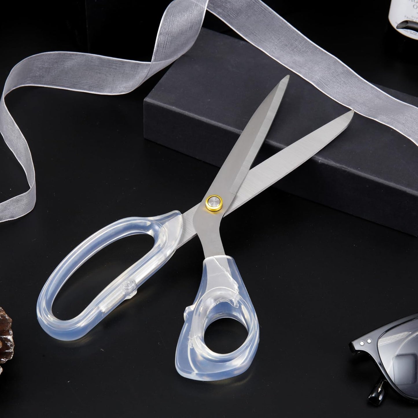 Silver Sewing Scissors 9" Ultra-Sharp Heavy Duty Crafting Shears with Transparent Ergonomic Handle All-Purpose Scissor, sewing,office cutting, Comfortable Handle Design, Versatile Usage