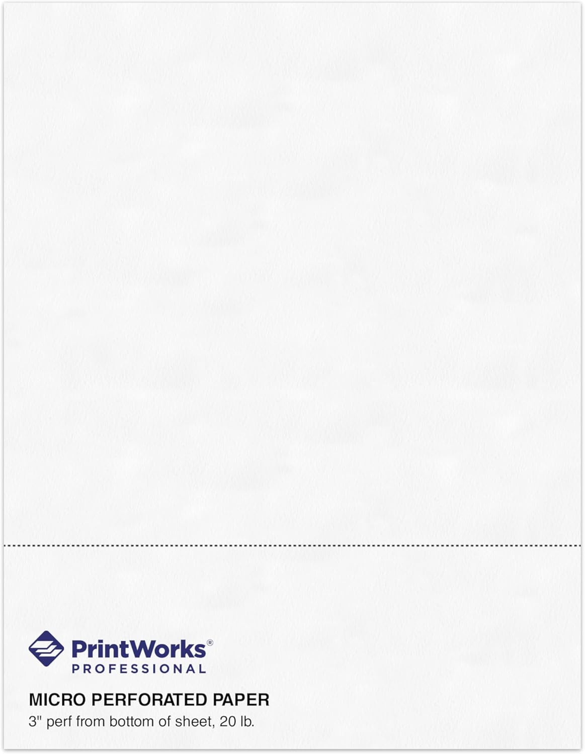 PrintWorks Professional 3" Horizontal Perforated Paper 8.5” x 11” - Perfect For W-2, 1099, & Statement Use - Made in the USA - 500 Sheets - 24 Lb - Printer Compatible - White (04168)