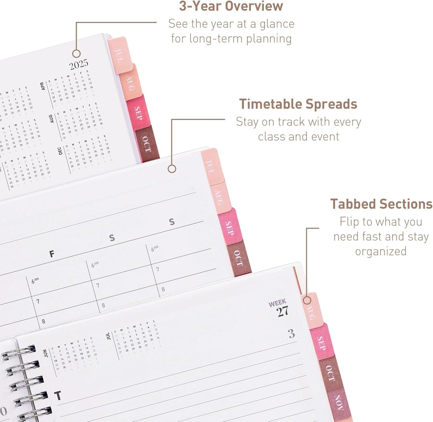 Rileys Academic Planner 2025-2026, Daily, Weekly & Monthly Planner, July 2025 - June 2026, Student Notes Pages, Twin-Wire Binding, Weekly Agenda for School & Work (8 x 6-Inches, Lilac)