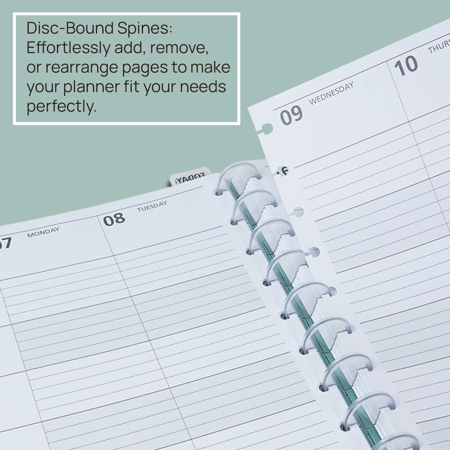 POPRUN Teacher Planner 2025-2026, (Disc-Bound Letter Size - 8.5'' x 11'') Academic Lesson Planner (Jul. 2025 - Jun. 2026) with Monthly Tabs, 2-Sided Pocket, Hardcover for Teachers, Green