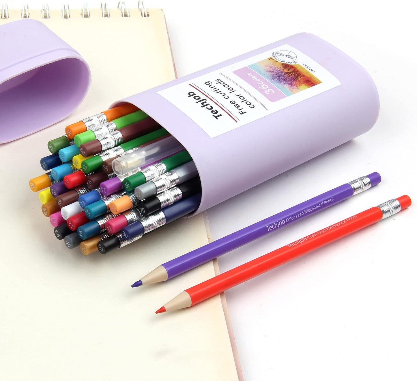 Colored Mechanical Pencil 2.6mm for Coloring and Drawing, Mechanical Colored Pencils, Mechanical Pencils with Sharpener and Case,36pcs